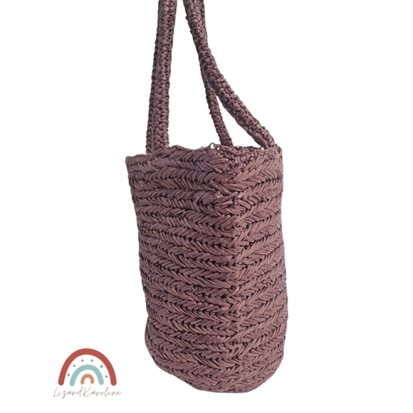 New! J. Crew Malta Handwoven Straw Bucket Tote in Rich Hickory - Picture 7 of 13